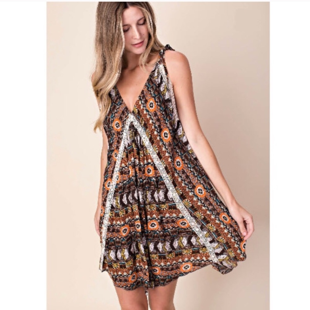 Boho Lace Trim Dress